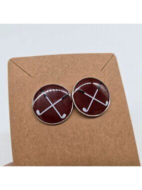 Golf Themed Cufflinks With Crossed Clubs Design For Men Vintage
